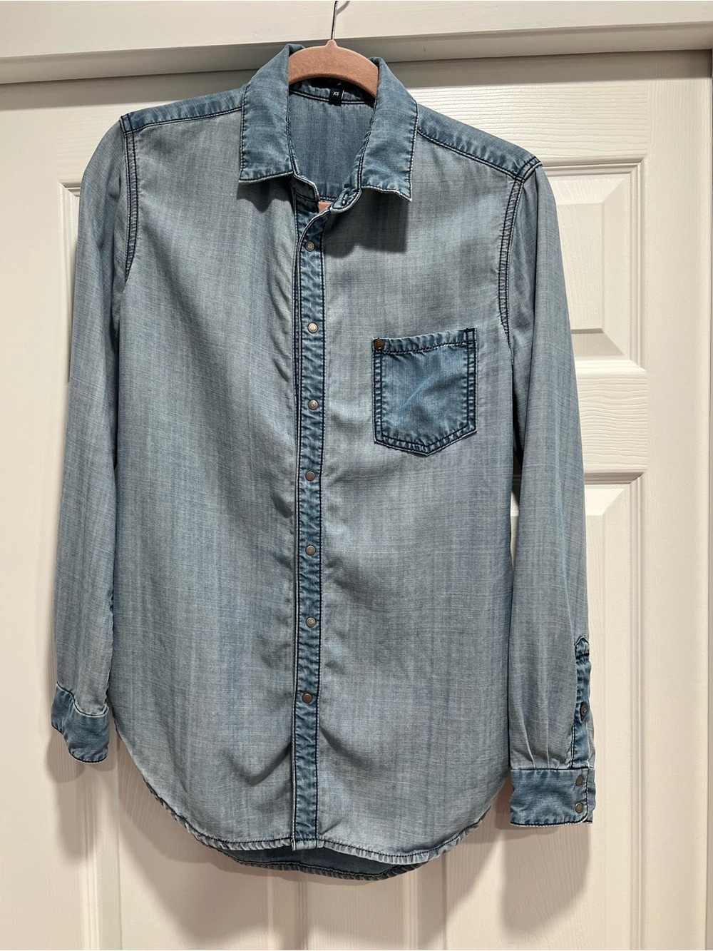7 For All Mankind Light Wash Denim Button-Up Shirt